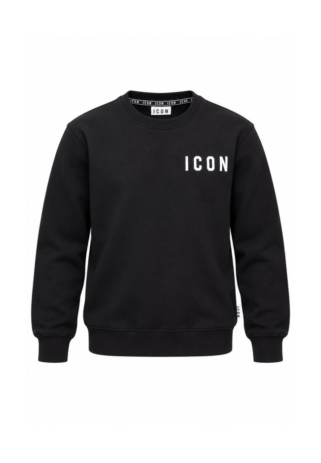 ICON FELPA nera girocollo con logo bianco Bambini e ragazzi ibsw001531.nero/bianco_