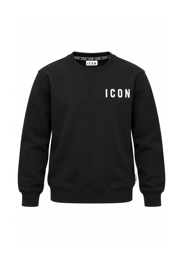 ICON FELPA nera girocollo con logo bianco Bambini e ragazzi ibsw001531.nero/bianco_