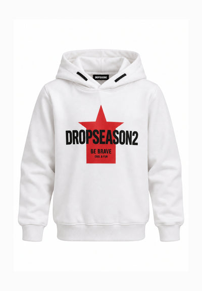 DS2 FELPA PANNA CON CAPPUCCIO E LOGO ROSSO CENTRALE Bambini e ragazzi F62K216.PANNA_