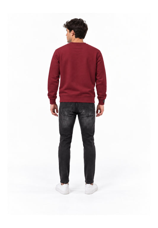 John Richmond FELPA BORDEAUX A GIROCOLLO CON MINI LOGO Uomo UMA26030FE.BORDò_