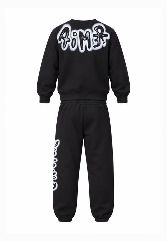 Disclaimer TUTA COMPLETA NERA CON LOGO GRAFFITI BIANCO Bambine e ragazze 26IDK59215.NERO_