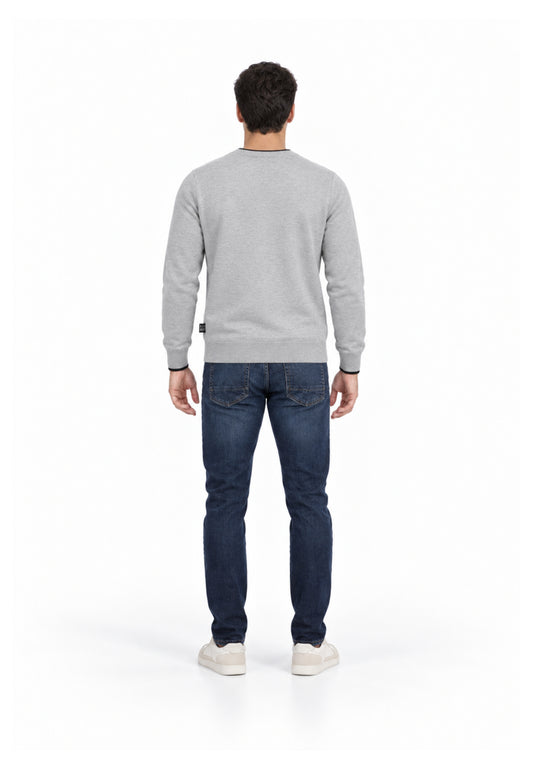 John Richmond MAGLIONE GRIGIO CON ORLI A CONTRASTO NERI Uomo UMA26271MA.GRIG_