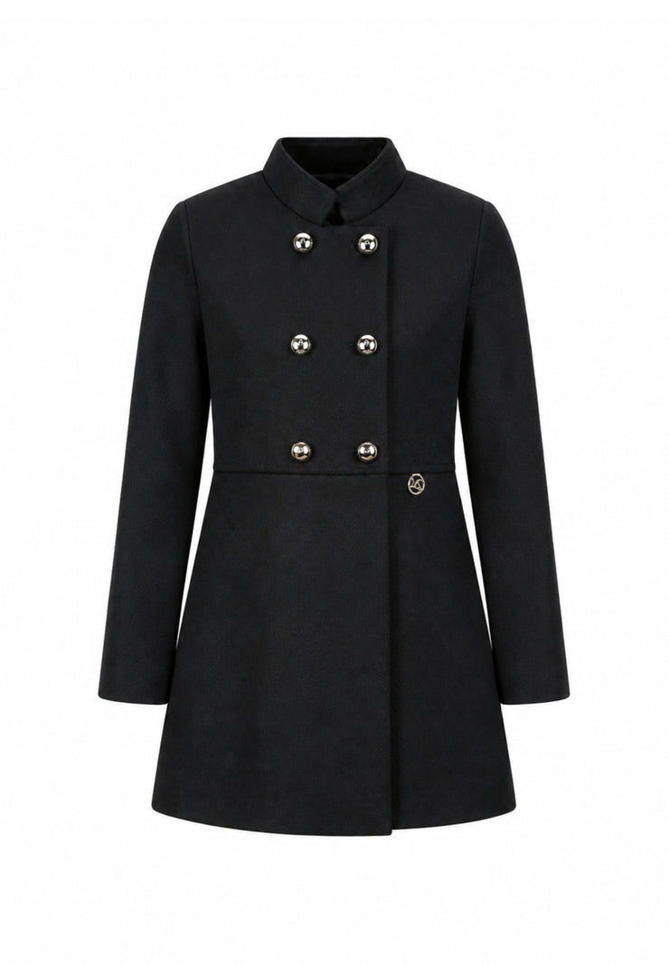 MON SAURIRE cappotto nero con bottoni dorati e colletto Bambine e ragazze m1403j.ne_