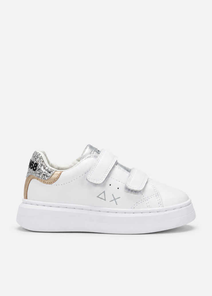 SUN68 Grace Sneakers Bianche Argento Bambina con Strappi Z46463B