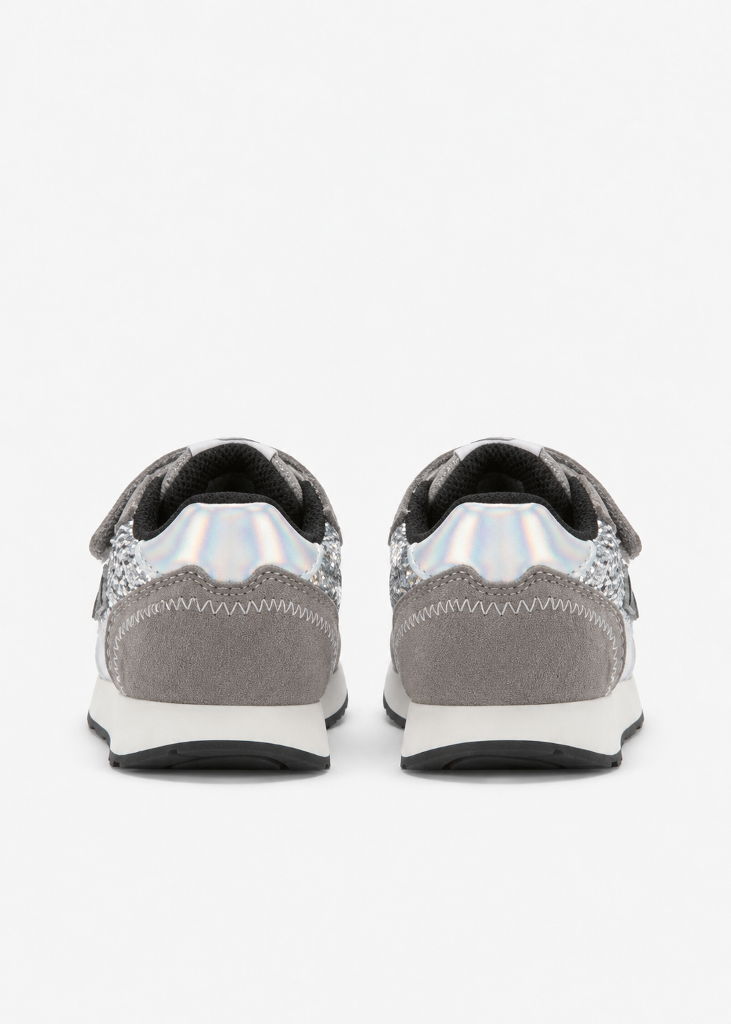 SUN68 Ally Sequins Sneakers Argento Neonata con Paillettes e Strappi Z46419F