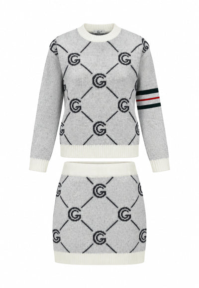 Gabriella Gucci COMPLETO PANNA IN MAGLIA CON MAGLIONE E GONNA LOGATI Bambine e ragazze GK300+GK301.PANNA_