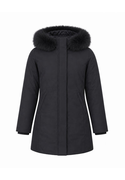 Bomboogie GIUBBOTTO NERO CON CAPPUCCIO E PELLICCIA VERA Bambine e ragazze CG583VTACR6.NE_