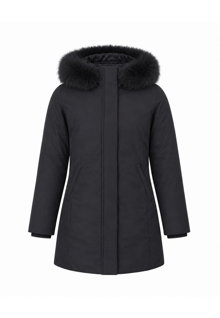 Bomboogie GIUBBOTTO NERO CON CAPPUCCIO E PELLICCIA VERA Bambine e ragazze CG583VTACR6.NE_