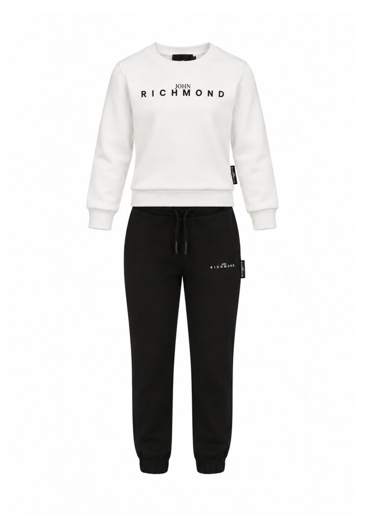 John Richmond TUTA COMPLETA BIANCA A GIROCOLLO CON PANTALONE NERO Bambine e ragazze RGA26019CF.BIA_