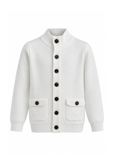 OVERD CARDIGAN PANNA A COLLO ALTO CON BOTTONI CENTRALI Bambini e ragazzi OK261812SMG.PANNA_