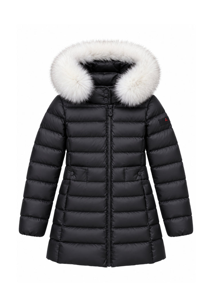 Peuterey GIUBBOTTO NERO LUNGO TRAPUNTATO CON DETTAGLIO PELLICCIA Bambine e ragazze SERIOLA MQN 05 FOX FUR KID.NE_
