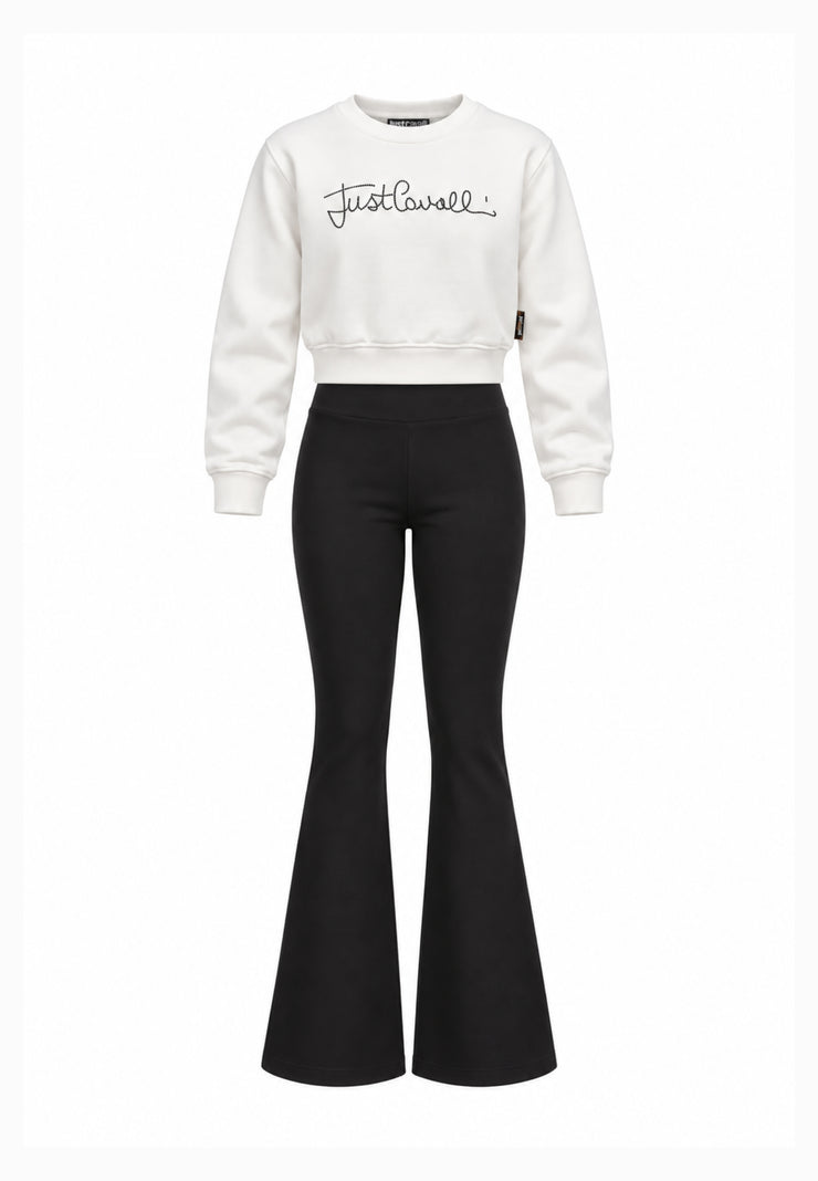 JUST CAVALLI completo bianco con felpa a girocollo e leggings Bambine e ragazze jga26176fe.bia_