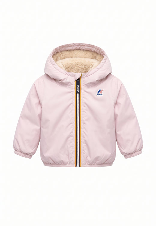 Kway giubbotto rosa con cappuccio imbottito per bambina e neonata