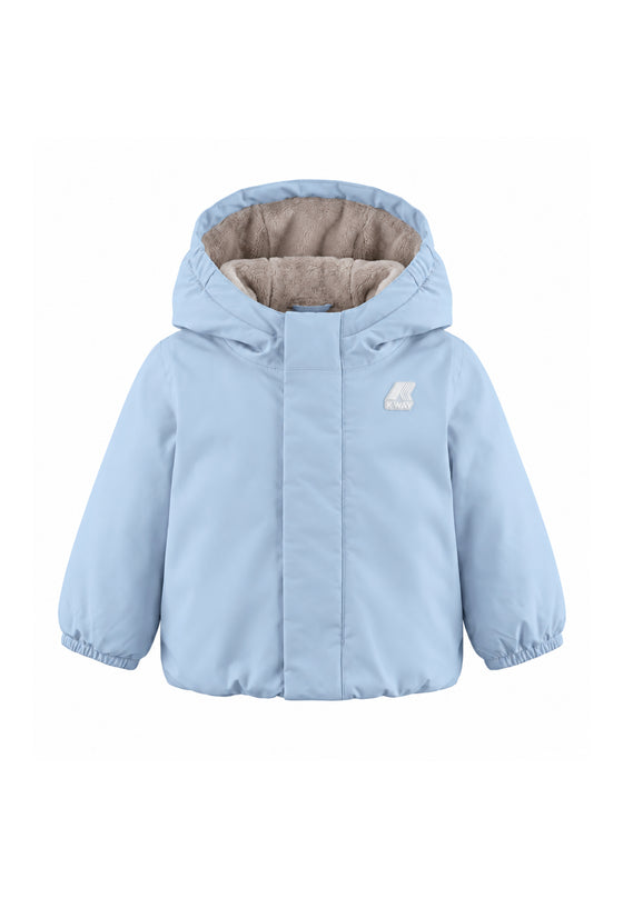 Kway giubbotto celeste con cappuccio bambino e neonato