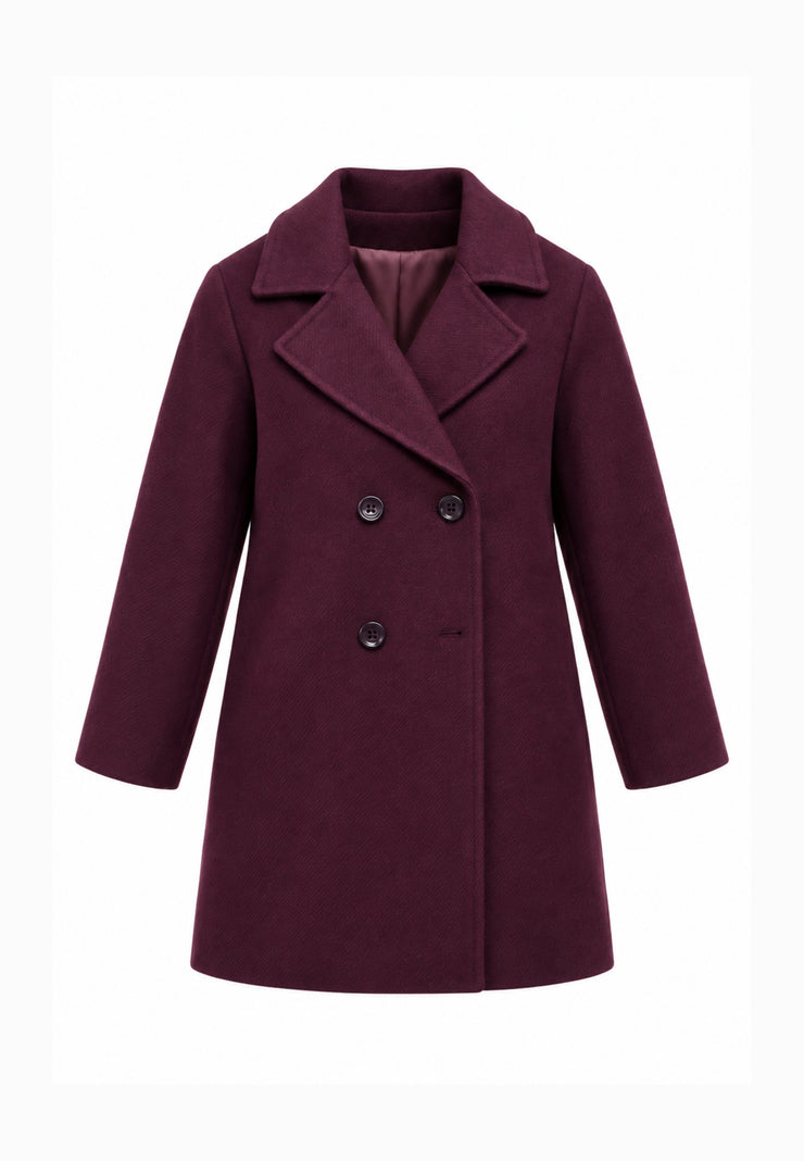 Kocca Junior cappotto bordeaux con bottoni linea dritta Bambina e Ragazza yolando.bordò_