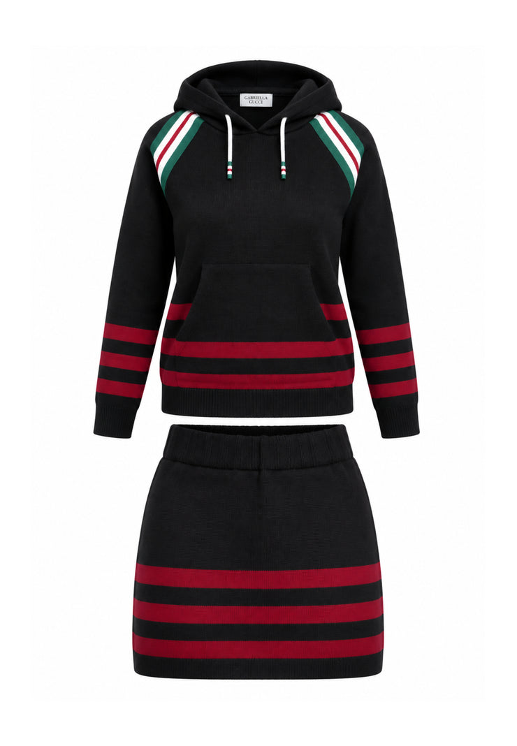 Gabriella Gucci COMPLETO NERO IN MAGLIA CON FELPA E GONNA Bambine e ragazze GK305+GK307.NE_
