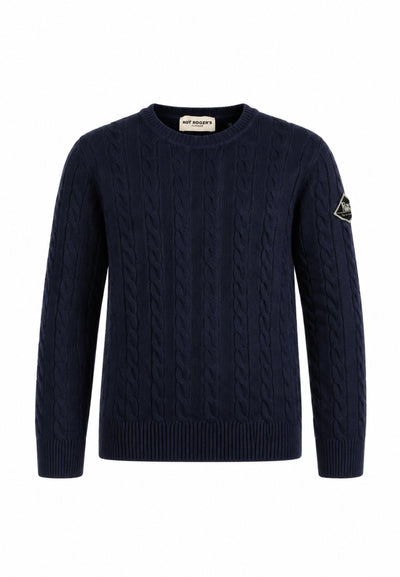 Roy Roger's maglione blu a treccia con toppa sul braccio Bambini e ragazzi rx401/00.blu_