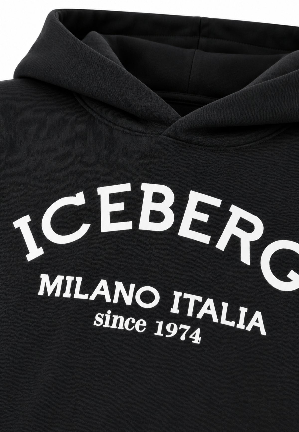 ICEBERGS FELPA NERA CON CAPPUCCIO E LOGO BIANCO Bambini e ragazzi MFICE7335J.NE_
