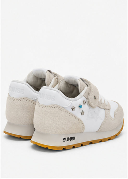 SUN68 Ally Studs Sneakers Panna Neonata con Borchie e Strappi Z46406F