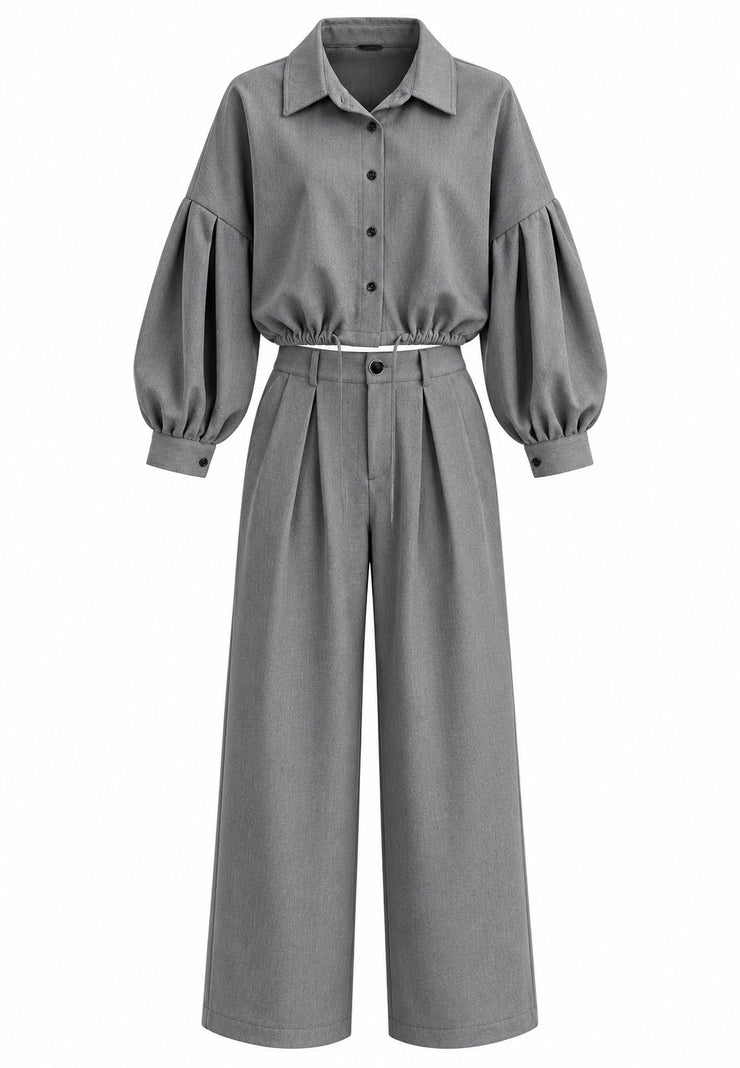 MA VIE PARIS Completo grigio camicia e pantalone Bambine e ragazze MV2427.GRIG_