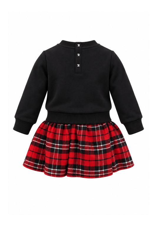 John Richmond VESTITO NERO CON GONNA IN TARTAN E MOTTO Bambine e ragazze RIA26082VE.NE_