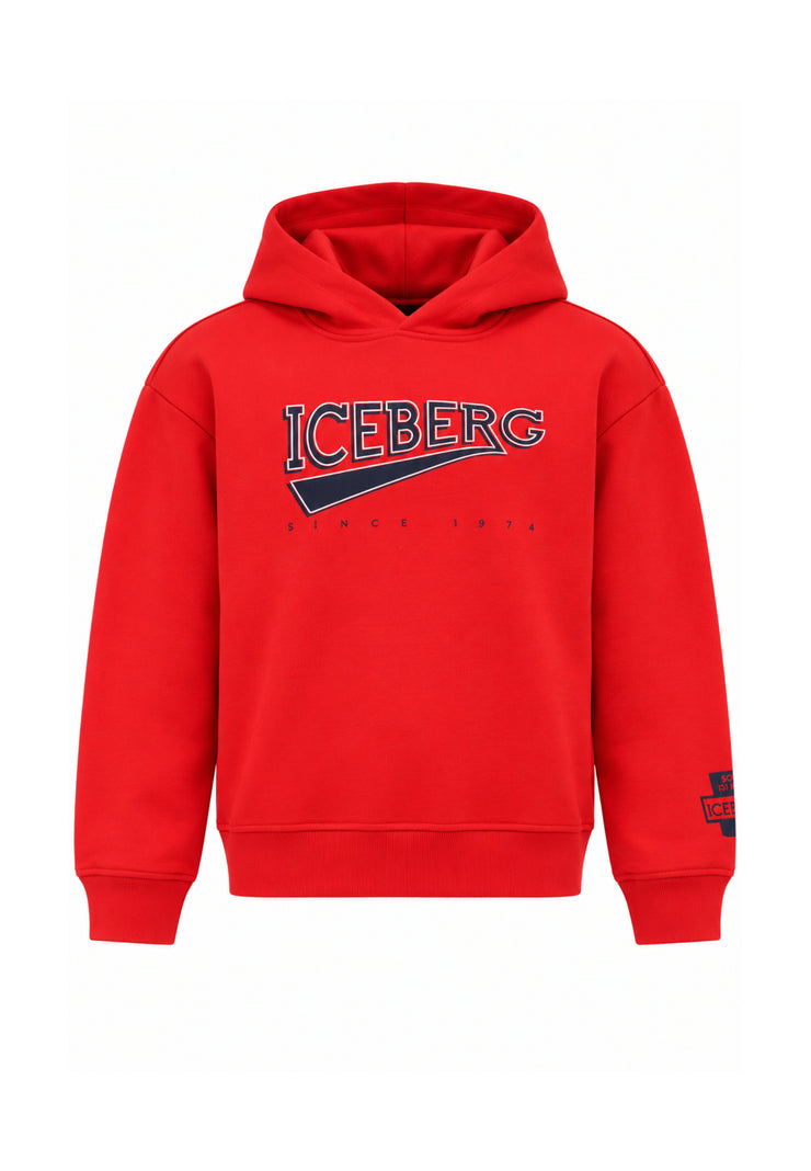 ICEBERGS FELPA ROSSA CON CAPPUCCIO LOGO COLLEGE Bambini e ragazzi MFICE7316J.RO_