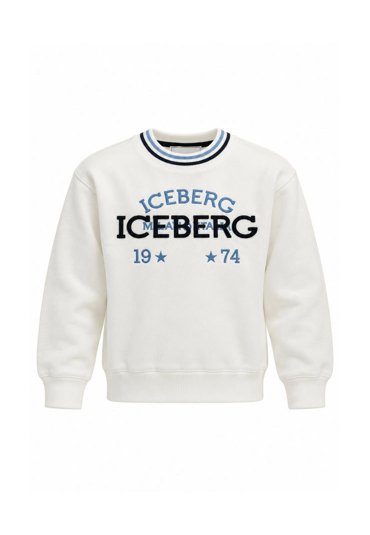 ICEBERGS MAGLIONE BIANCO CON LOGO RICAMATO Bambini e ragazzi MGICE7311J.BIA_