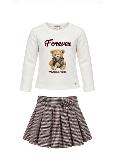 Kocca completo tshirt panna e gonna pie-de-poule Bambine e ragazze joe+wedalin.panna_