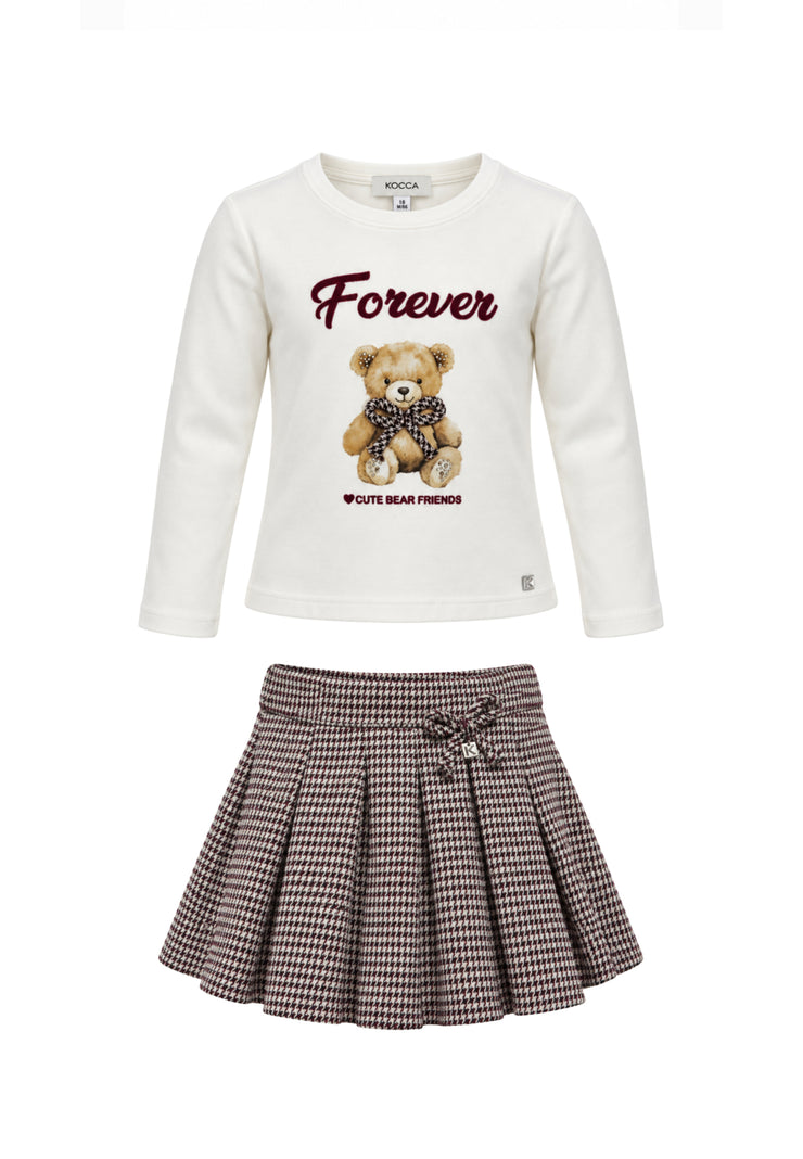 Kocca Junior completo tshirt panna e gonna pie-de-poule Bambina e Ragazza joe+wedalin.panna_