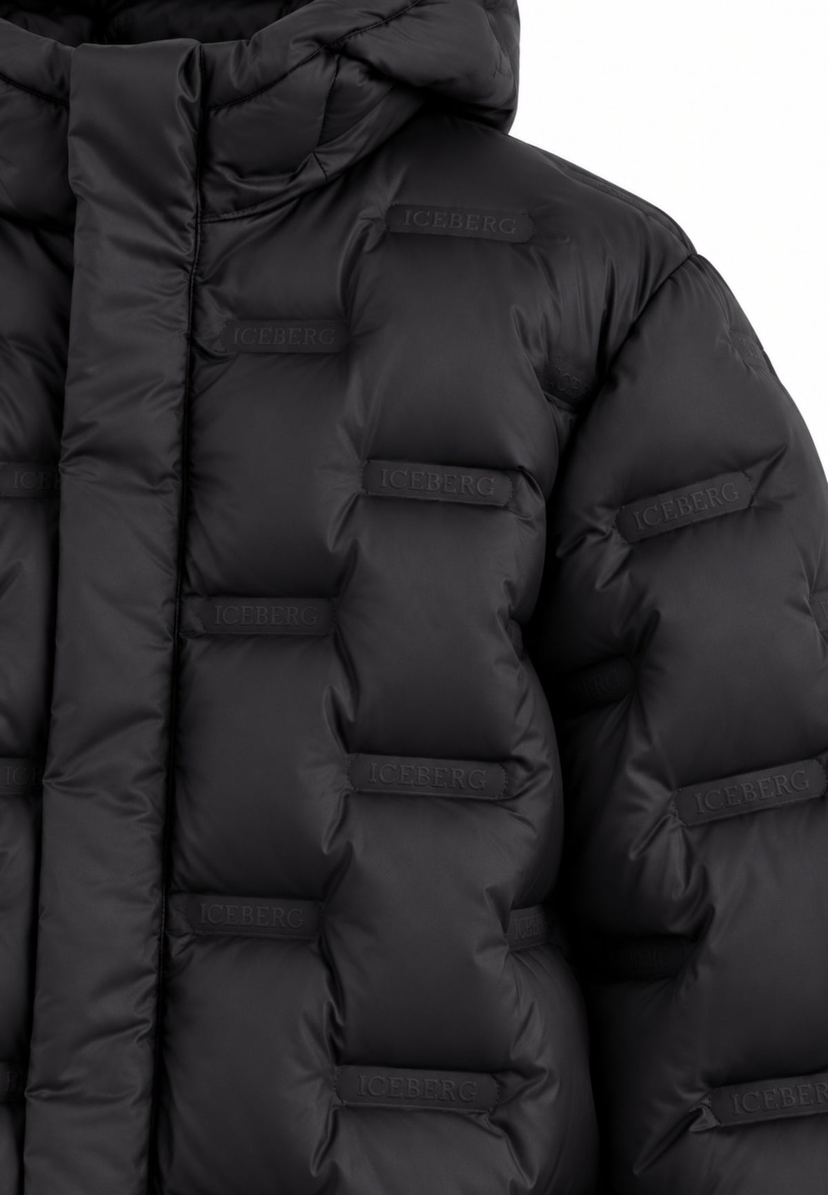 ICEBERGS GIUBBOTTO NERO TRAPUNTATO LOGO Bambini e ragazzi GBICE7306J.NE_