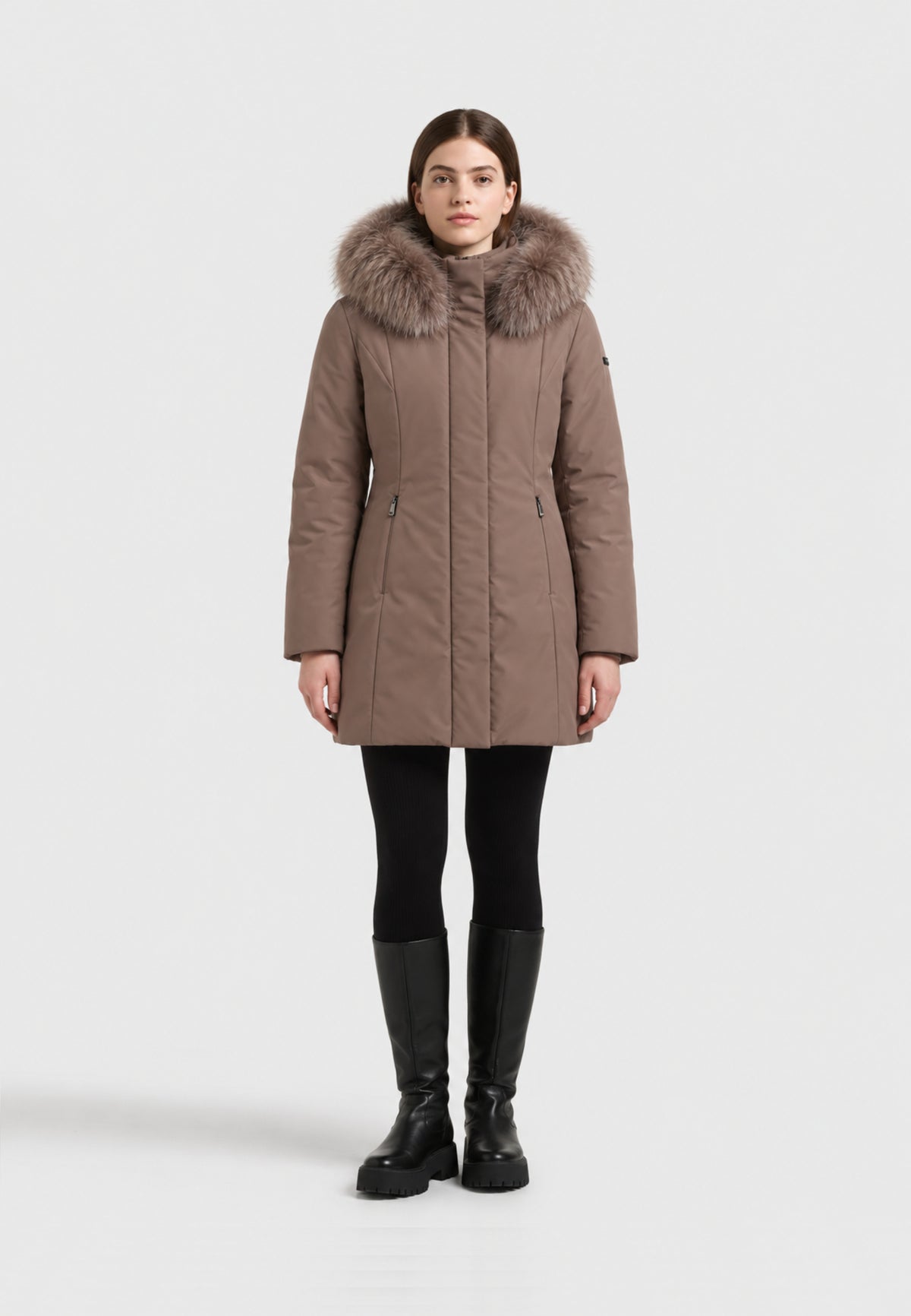 REFRIGIWEAR GIUBBOTTO MARRONE CON PELLICCIA NEL CAPPUCCIO Donna LADY TECH/1 FUR JACKET.MARRO