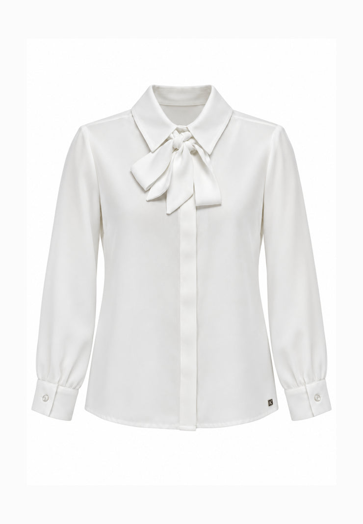 Kocca Junior camicia panna con fiocco sul colletto Bambina e Ragazza wartin.panna_