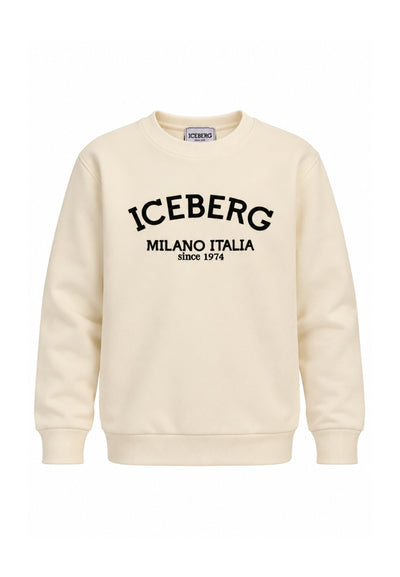 ICEBERGS FELPA PANNA A GIROCOLLO CON MAXI LOGO CENTRALE Bambini e ragazzi MFICE7334J.PANNA_