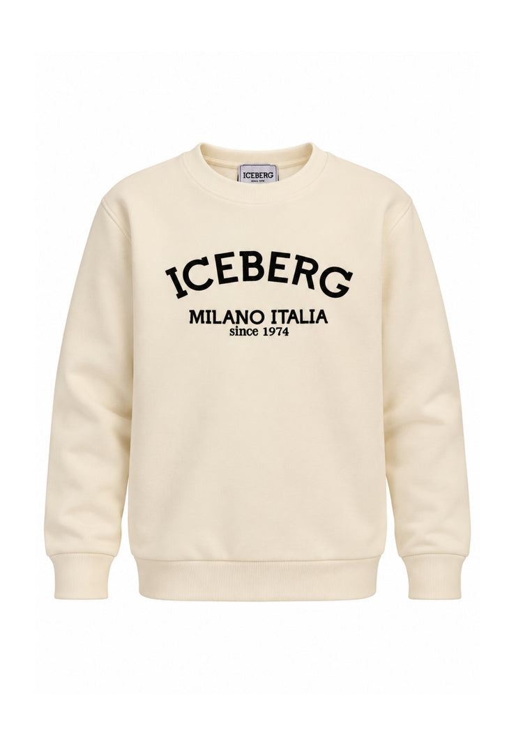 ICEBERGS FELPA PANNA A GIROCOLLO CON MAXI LOGO CENTRALE Bambini e ragazzi MFICE7334J.PANNA_