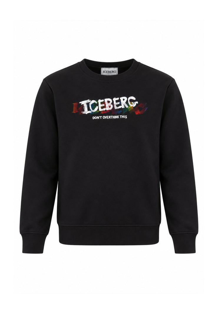 ICEBERGS FELPA NERA A GIROCOLLO CON GRAFICA CENTRALE Bambini e ragazzi MFICE7307J.NE_