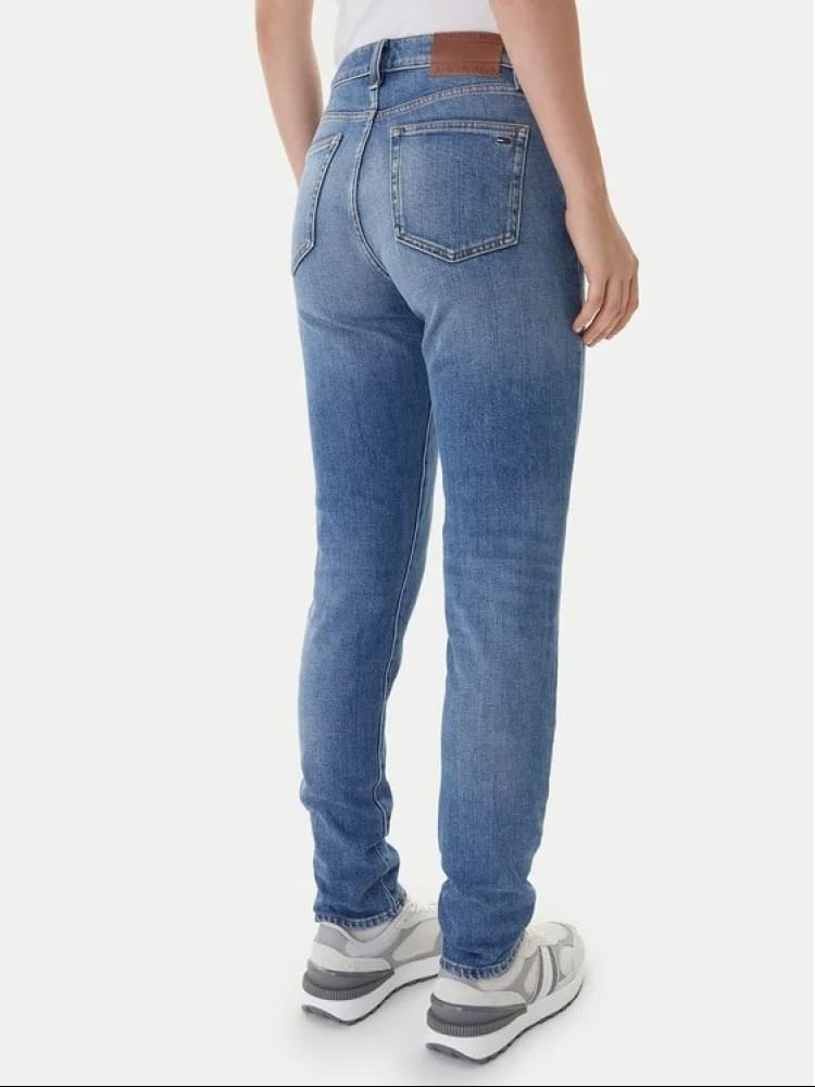 Tommy Jeans pantalone in denim chiaro donna mini logo