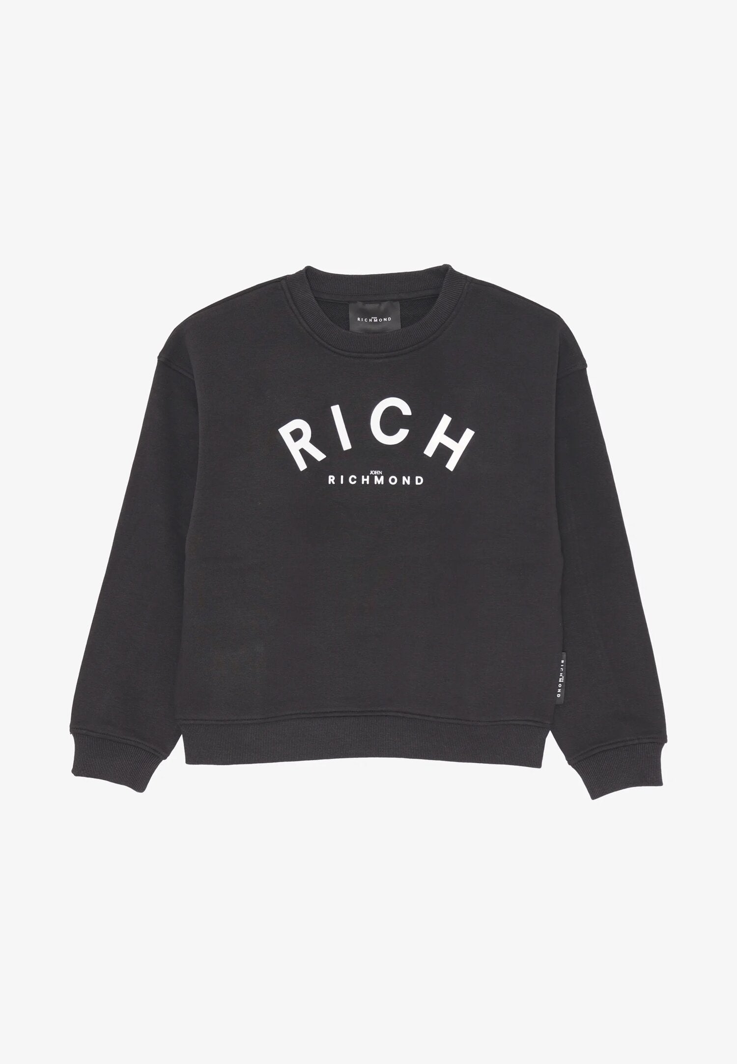 John Richmond felpa bambino nera 2-16 anni in cotone con maxi logo John Richmond felpa bambino nera 2-16 anni in cotone con maxi logo