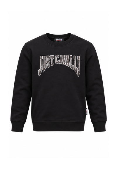 JUST CAVALLI FELPA NERA CON LOGO STILE COLLEGE Bambini e ragazzi JBA26157FE.NE_