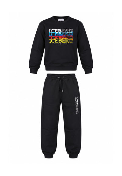 ICEBERGS COMPLETO NERO GIROCOLLO CON LOGO COLORATO Bambini e ragazzi CFICE7302J.NE_