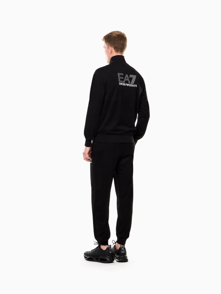 Emporio Armani tuta con zip visibility in puro cotone nero con logo