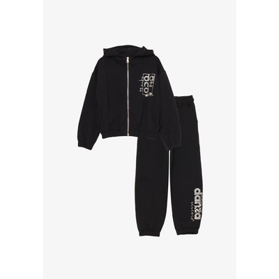 Dimensione Danza Tuta Completa Nera Bambina Con Zip In Cotone Con Cappuccio | Sportivo