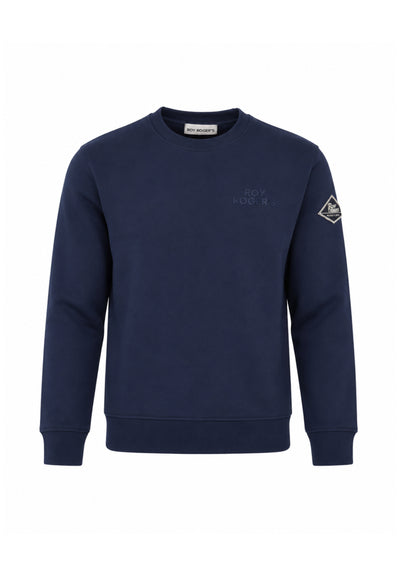 Roy Roger's felpa blu a girocollo con logo gommato piccola Bambini e ragazzi rz486/00.bluscur_