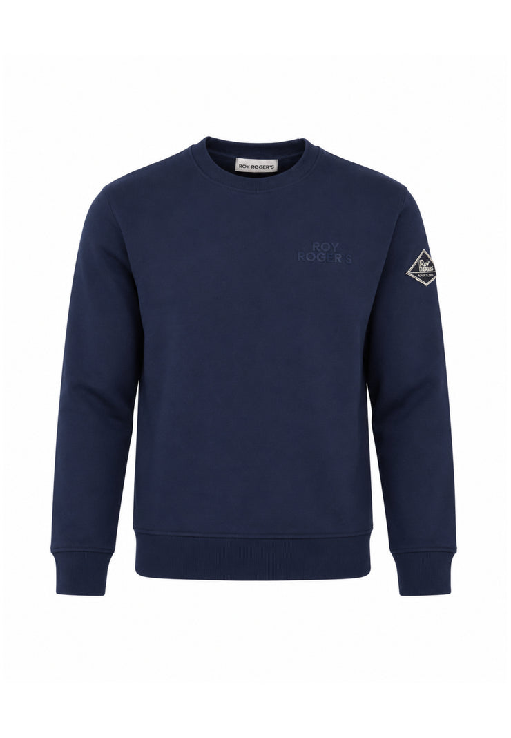 Roy Roger's felpa blu a girocollo con logo gommato piccola Bambini e ragazzi rz486/00.bluscur_