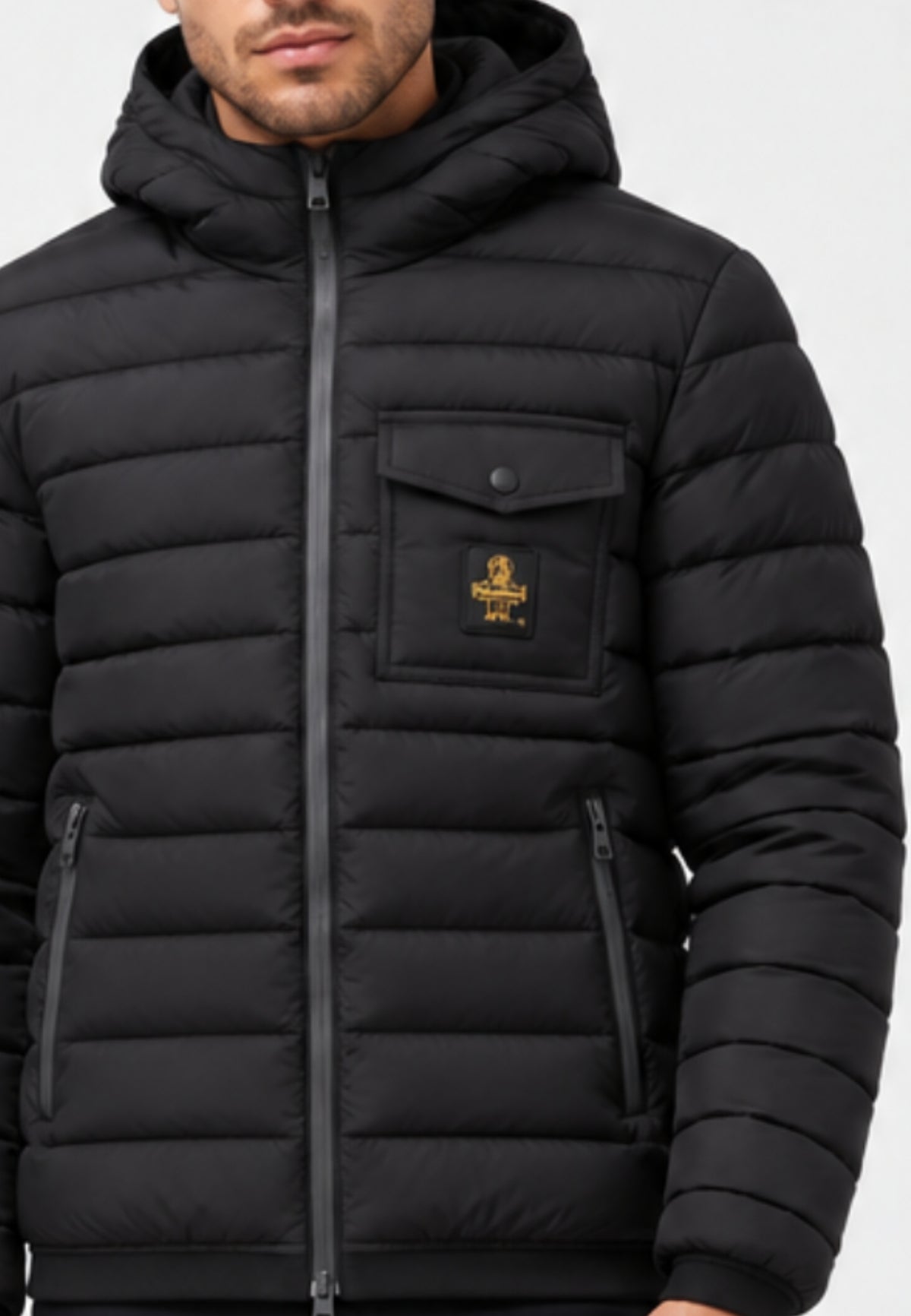 REFRIGIWEAR GIUBBOTTO NERO TRAPUNTATO CON CAPPUCCIO Uomo JOSH JACKET.NE_