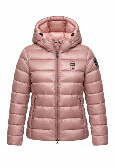 Blauer Giubbotto Piumino Rosa Cipria Trapuntato con Cappuccio Bambina