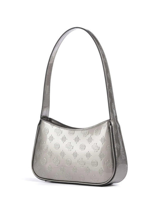 Guess borsa argento donna a spalla in ecopelle logo all over