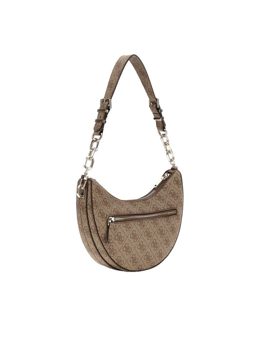 Guess borsa marrone donna a spalla in ecopelle logo all over