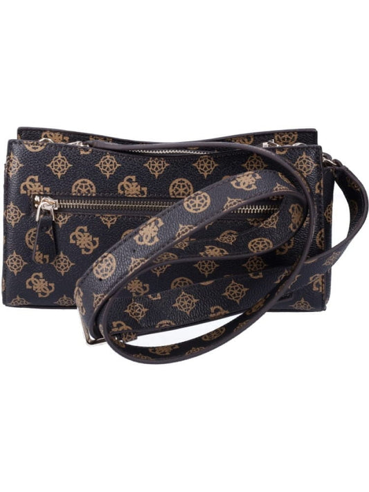 Guess borsa marrone donna con tracolla logo all over chiusura zip