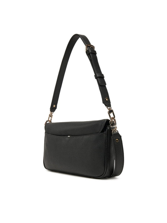 Guess borsa nera donna in ecopelle con tracolla logo in metallo oro