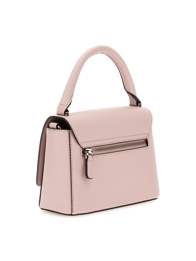 Guess borsa rosa donna in ecopelle a mano con tracolla mini logo in metallo oro